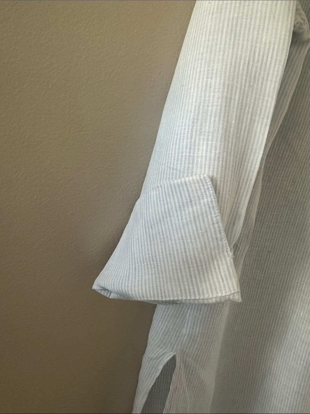 Sara Campbell The Daniella Long Linen Tunic Top Light Blue Stripe Sz Medium Chic - Picture 8 of 12